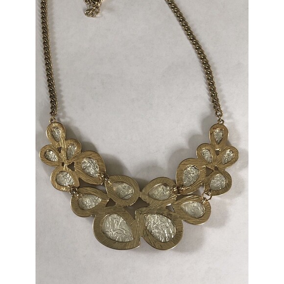 Designer Inspired Champagne Yellow Lucite Bead Statement Necklace, Casual 19” - Picture 4 of 5